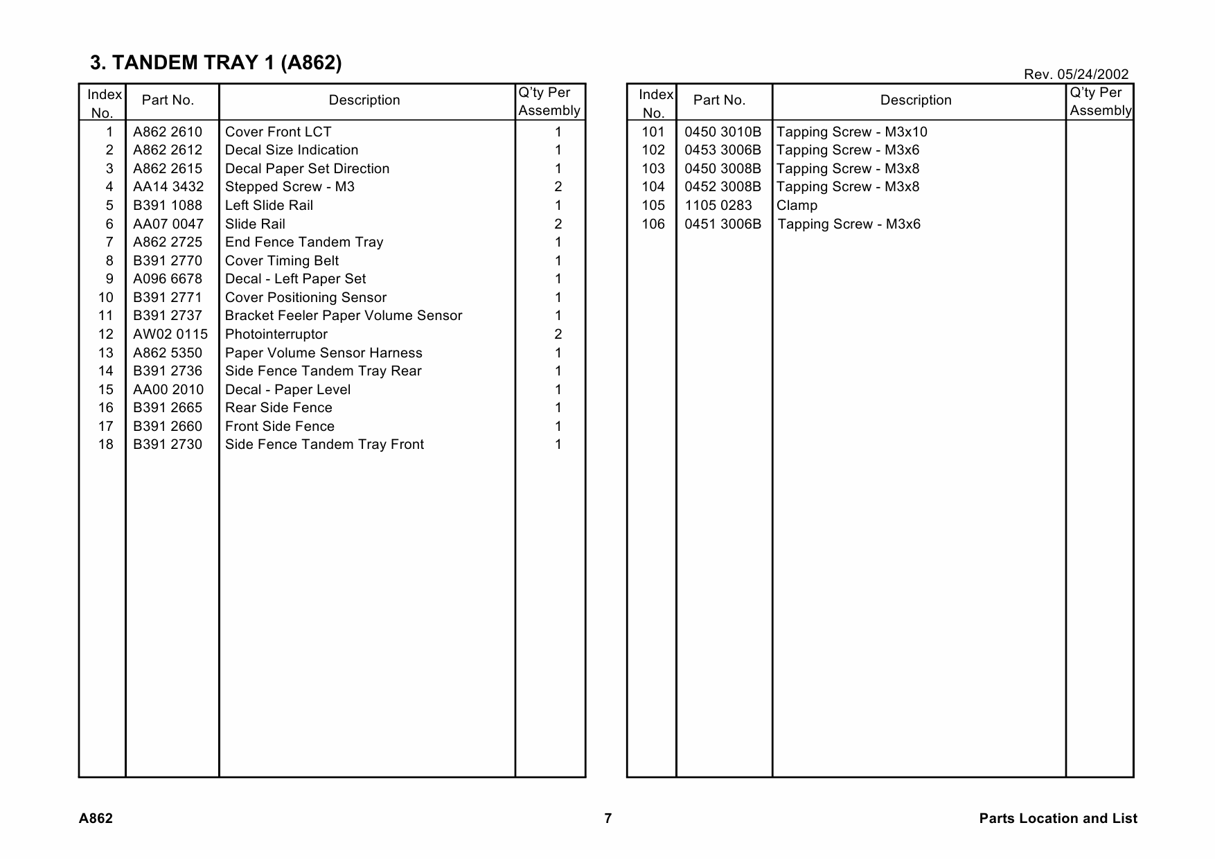 RICOH Options A862 LARGE-CAPACITY-TRAY Parts Catalog PDF download-3